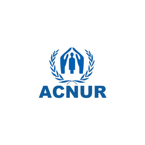 Logo de ACNUR, aliado estrategico de la CCVE
